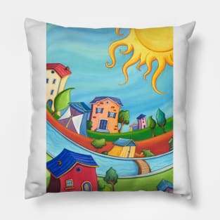 Sunny houses Pillow