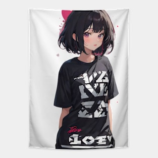 Beautiful anime girl on valentine's day Tapestry