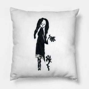 Stick girl (III/IV) and flowers (cut-out) Pillow