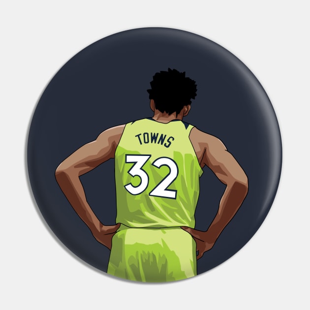 Karl-Anthony Towns Vector Back Green Pin by qiangdade