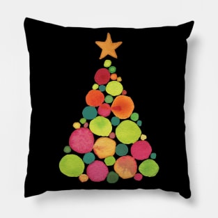 Pretty Painted Watercolor Holiday Christmas Tree Pillow