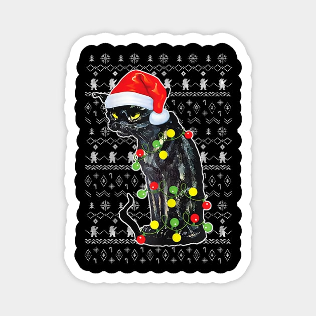 Annoyed Black Cat Is This Jolly Enough Funny Christmas Gift Magnet by SloanCainm9cmi