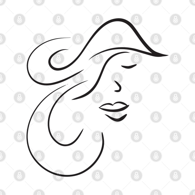 ladies face line drawing by Spinkly