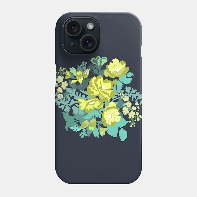 Green Flowers Phone Case by JulietLake