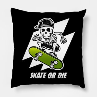 Skeleton Skateboarder Skull Skater Pillow