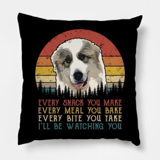 Retro Great Pyrenees Every Snack You Make Every Meal You Bake Pillow