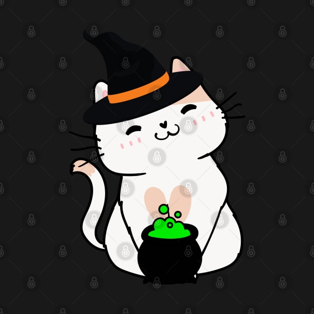 Cute white cat is a witch by Pet Station