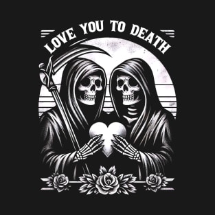 Love You to Death Grim Reaper Floral Heart Goth T-Shirt