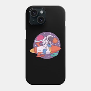 Funny Astronaut Space rocket in Aktion Phone Case