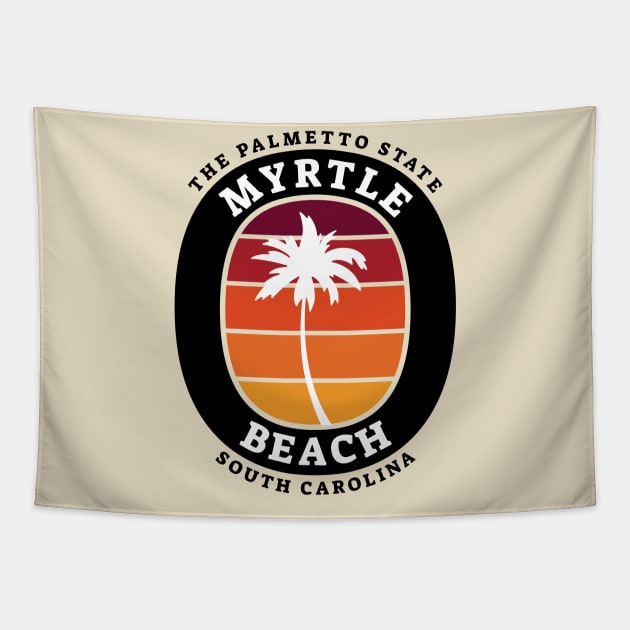 The Palmetto State South Carolina Myrtle Beach, SC Palm Tree Tapestry by Contentarama