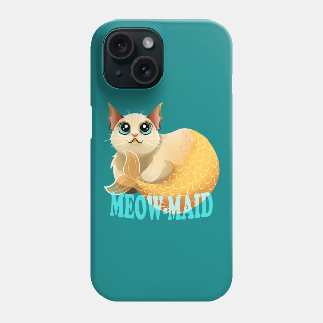 Meow-maid Mermaid Cat Phone Case by Art by Angele G
