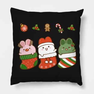 Bunnies Christmas Stockings Green 2 Pillow