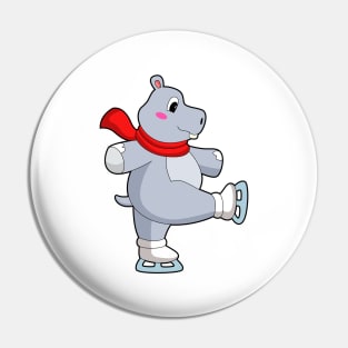 Hippo Ice skating Ice skates Pin