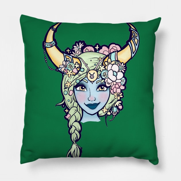 horned woman Pillow by kokodiablo