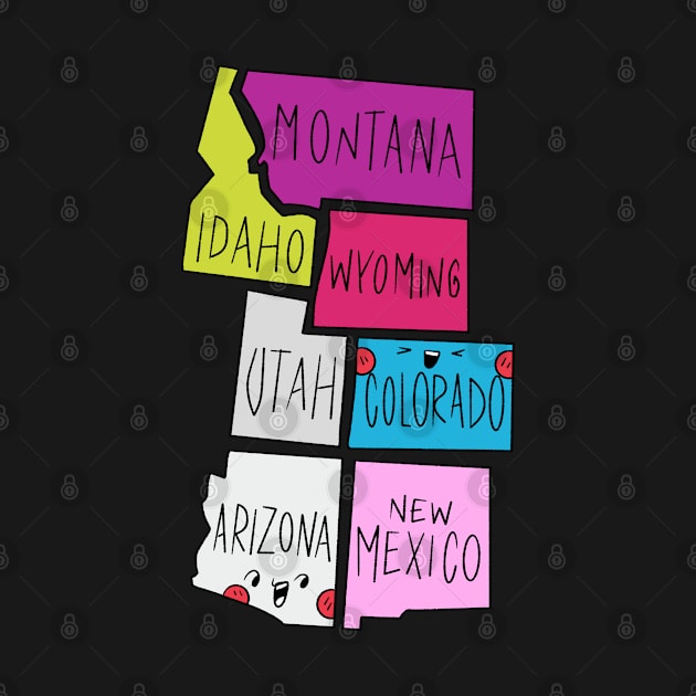 Kawaii American states, Cute American States by Lapiiin's Cute Sticker