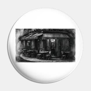 Sidewalk Cafe in Black and White Pin