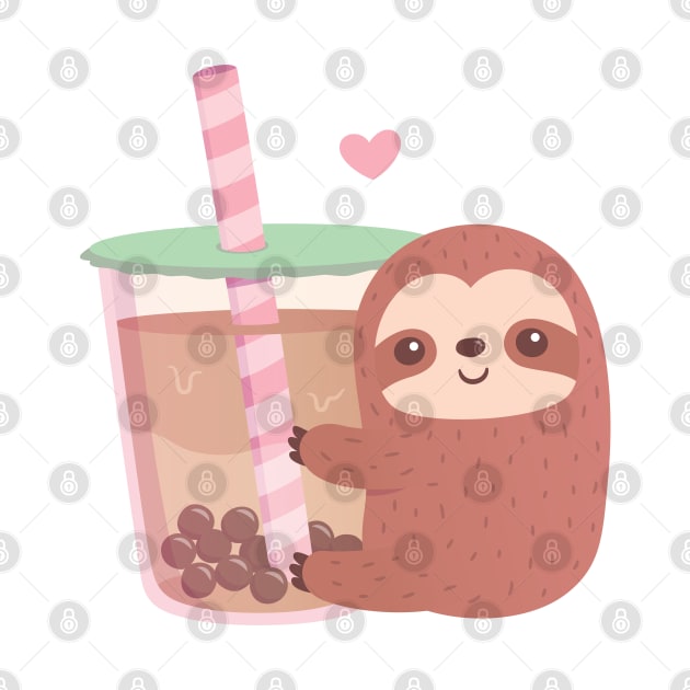 Cute Sloth Loves Bubble Tea by rustydoodle