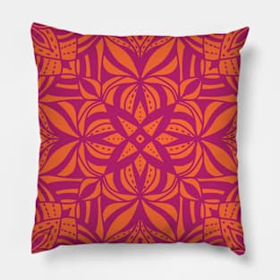 Mod Mandala Orange Pink Pillow