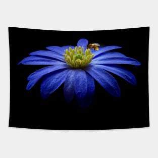 Blue flower and bee design Tapestry