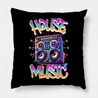 HOUSE MUSIC  - Graffiti Speaker (white/pink/gold) Pillow
