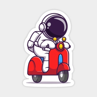 Cute Astronaut Riding Scooter Magnet