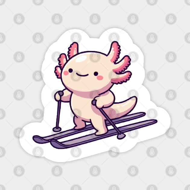 axolotl funny skiing Magnet by fikriamrullah