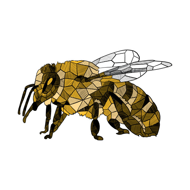 Honey Bee Geometric Sketch Design Bee TShirt TeePublic