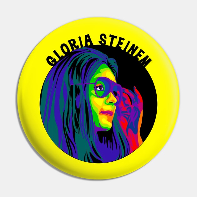 Gloria Steinem Rainbow Portrait Pin by Slightly Unhinged