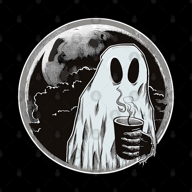 Spooky Moon Ghost drink Coffee by TomFrontierArt