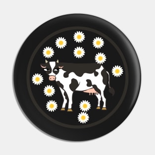 Cow With Daisy Magnets stickers Pin