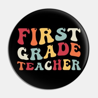 First Grade Teacher Retro Groovy Tie dye Pin