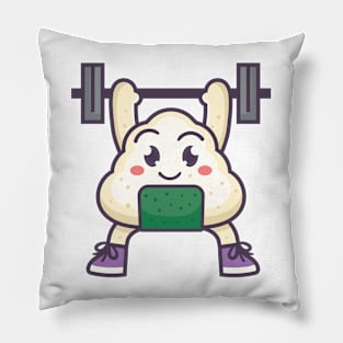 Kawaii onigiri cute Japanese food gym weightlifting Pillow