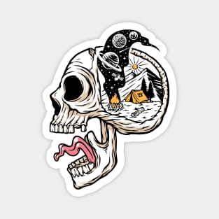 Skull With Camping Mind Magnet