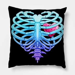 Anatomical Rib Cage with Heart Valentine Goth Pillow