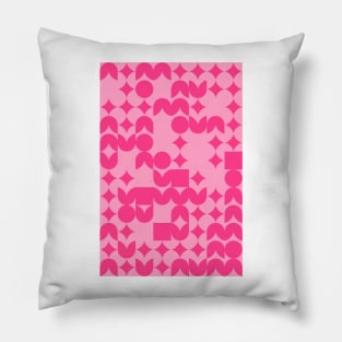 Girly Pinkish Geometric Pattern - Flowers & Stars #5 Pillow