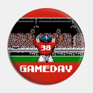 Red and Blue Football Gameday Retro 8 Bit Linebacker Pin