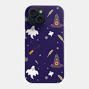 Spooky Ghosts and Witches Halloween Pattern Phone Case