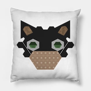 Black Cat Wearing Brown Flowers Pattern Mask Pillow