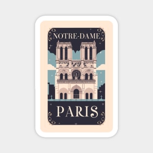 A Vintage Travel Art of the Notre-Dame Cathedral in Paris - France Magnet