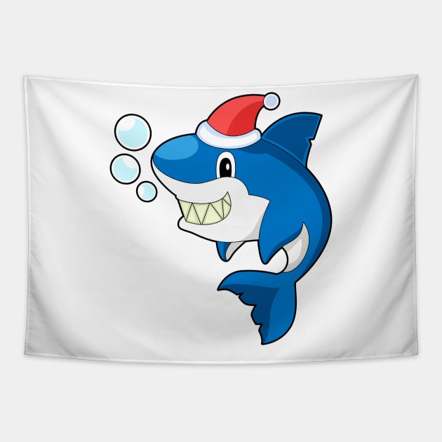 Shark Christmas Christmas hat Tapestry by Markus Schnabel