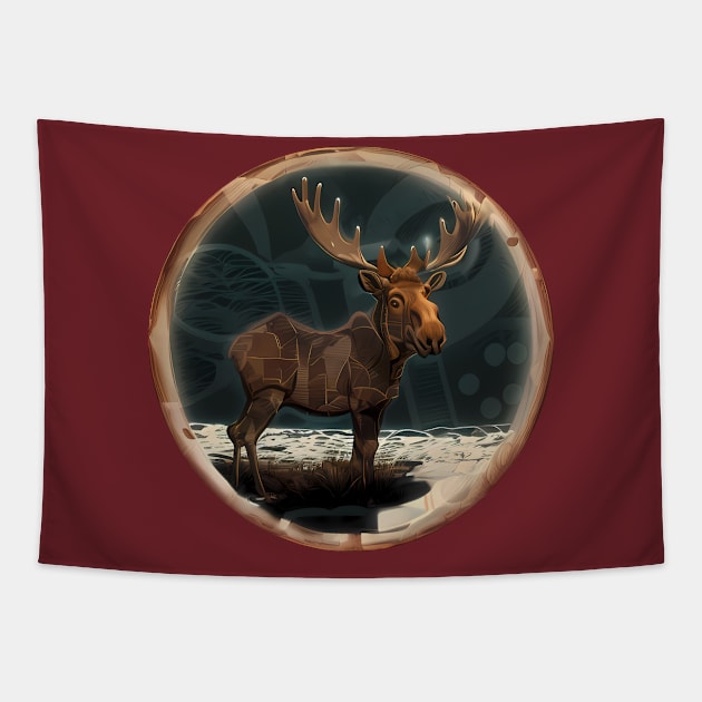 Geometric Moose Alaskan Wildlife Art Tapestry by donovanh