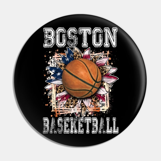 American Flag Personalized Boston Proud Name Basketball Pin by Irwin Bradtke