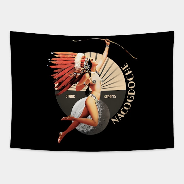 Nacogdoche 1920's Art Deco Indian Moon Pin Up Girl Retro Stand Strong Tapestry by The Dirty Gringo