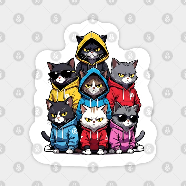Cat Gang Magnet by Pixel Threads 