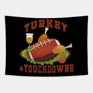 THANKSGIVING TURKEY AND TOUCHDOWNS Tapestry