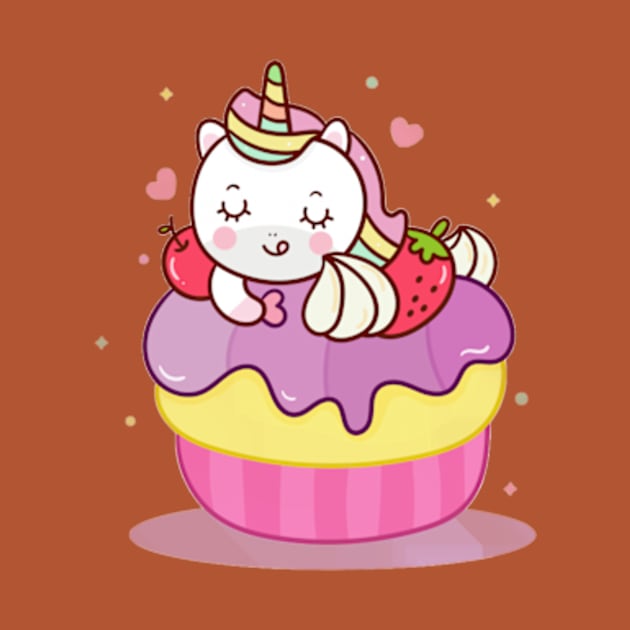 Kawaii Unicorn eating cupcake by Petko121212