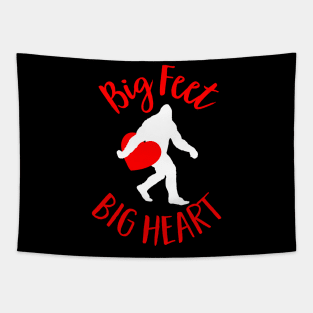 Big Feet, Big Heart Funny Bigfoot Valentines Day Tapestry