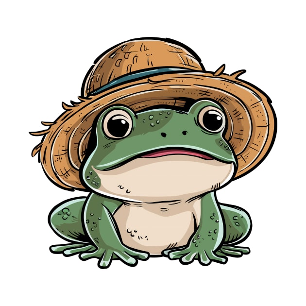 Cute Frog with Straw Hat by Frogle