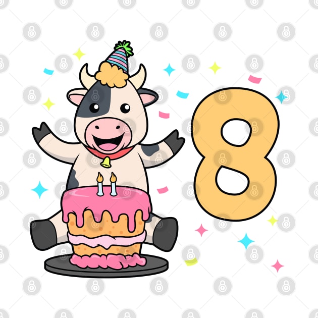 I am 8 with cow - kids birthday 8 years old by Modern Medieval Design
