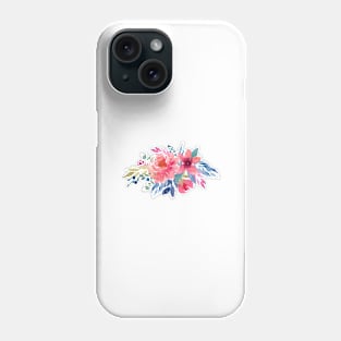 Watercolor coral and navy Phone Case